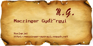 Maczinger Györgyi névjegykártya